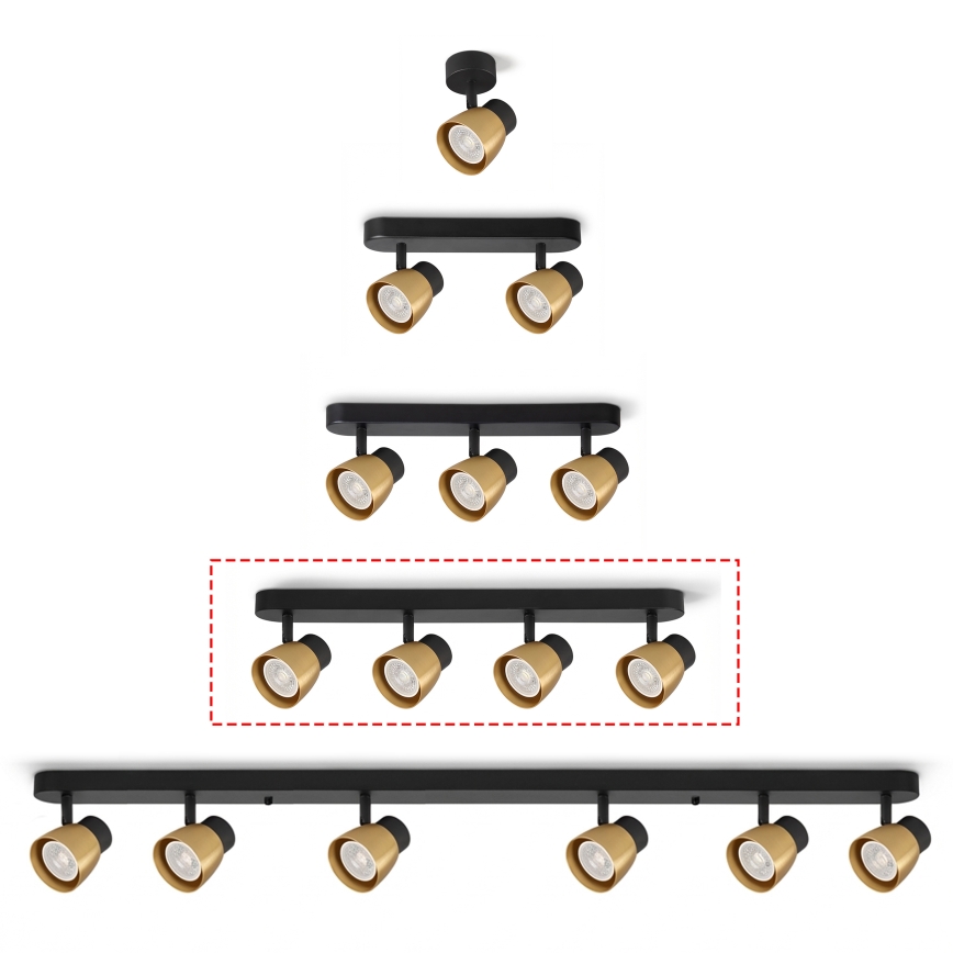 Brilagi - LED RGBW dæmpbar spotlampe NUGGET 4xGU10/6W/230V 2700-6500K Wi-Fi sort/guld