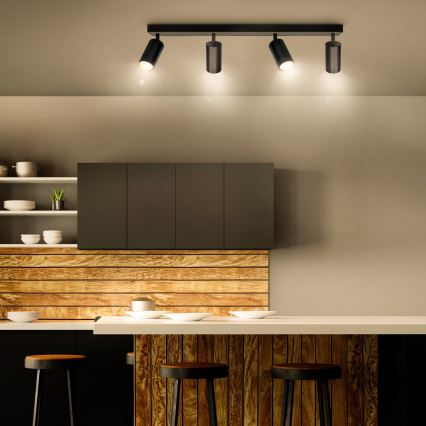 Brilagi - LED RGBW Dæmpbar spotlampe SELE 4xGU10/4,8W/230V 3000K sort/guld + fjernbetjening