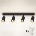 Brilagi - LED RGBW Dæmpbar spotlampe SELE 4xGU10/6W/230V 3000K sort/guld + fjernbetjening