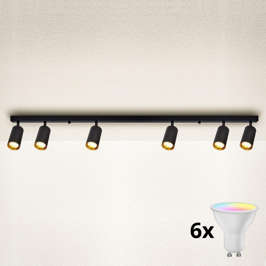 Brilagi - LED RGBW dæmpbar spotlampe SELE 6xGU10/6,5W/230V 2700-6500K sort/guld