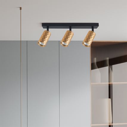Brilagi - Dæmpbar LED RGBW-spot SELE DIAMANT 3xGU10/4,8W/230V 3000K guld + fjernbetjening