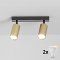 BRILAGI - LED RGBW dæmpbar spotlampe SELE GOLDEN 2xGU10/4,8W/230V 3000K sort/guld + fjernbetjening