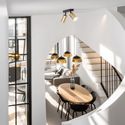 Brilagi - LED RGBW dæmpbar spotlampe SELE GOLDEN 2xGU10/4,8W/230V 3000K sort/guld + fjernbetjening