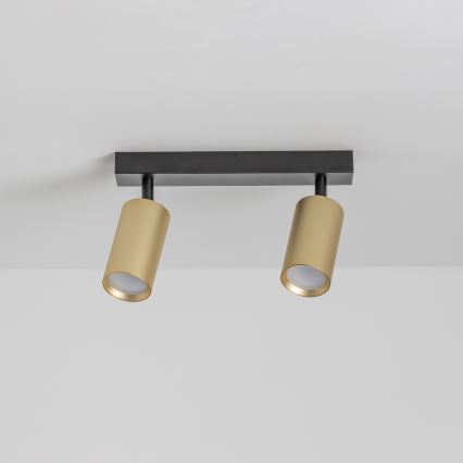 Brilagi - LED RGBW dæmpbar spotlampe SELE GOLDEN 2xGU10/4,8W/230V 3000K sort/guld + fjernbetjening