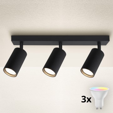 Brilagi - LED RGBW dæmpbar spotlampe SELE MODERN 3xGU10/6W/230V 3000K sort + fjernbetjening