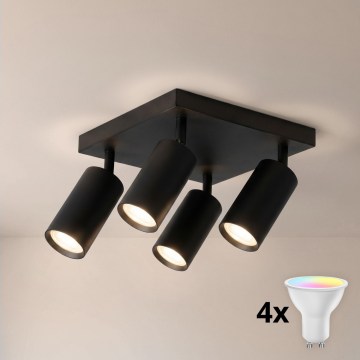 Brilagi - LED RGBW dæmpbar spotlampe SELE SQUARE 4xGU10/6,5W/230V 2700-6500K sort