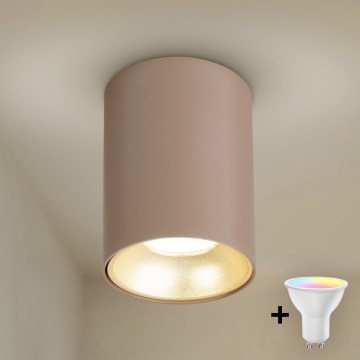 Brilagi - LED RGBW dæmpbar spotlampe TRINE 1xGU10/4,8W/230V 3000K beige/guld + fjernbetjening