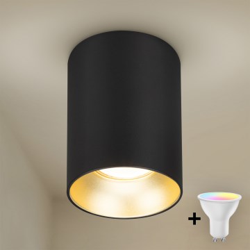 Brilagi - LED RGBW dæmpbar spotlampe TRINE 1xGU10/6W/230V 3000K sort/guld + fjernbetjening
