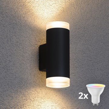 Brilagi - LED RGBW dæmpbar udendørs vægarmatur MATERA 2xGU10/6W/230V 3000K IP54 sort