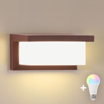 BRILAGI - LED RGBW dæmpbar udendørs væglampe BRICKY 1xE27/12W/230V 2700-6500K IP54 brun