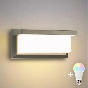 Brilagi - LED RGBW dæmpbar udendørs væglampe BRICKY 1xE27/9W/230V 2700-6500K IP54 grå