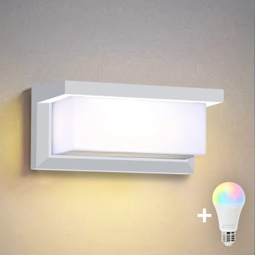 Brilagi - LED RGBW dæmpbar udendørs væglampe BRICKY 1xE27/9W/230V 2700-6500K IP54 hvid