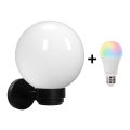 Brilagi - LED RGBW dæmpbar udendørs væglampe HARBOR 1xE27/9W/230V 2700-6500K IP33 sort/hvid