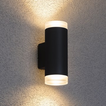 Brilagi - LED RGBW Dæmpbar udendørs væglampe MATERA 2xGU10/6W/230V 3000K IP54 sort + fjernbetjening
