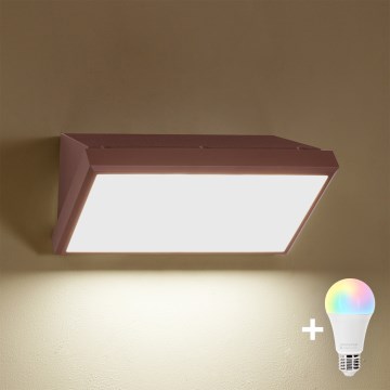 Brilagi - LED RGBW dæmpbar udendørs væglampe TRIANGLE 1xE27/15W/230V 2700-6500K IP65 brun