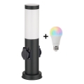 Brilagi - LED RGBW dæmpbar udendørslampe med 2 stikkontakter 1xE27/9W/230V 2700-6500K IP44 40 cm sort