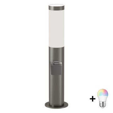 Brilagi - LED RGBW Dæmpbar udendørslampe med stikkontakt ELIA 1xE27/6,5W/230V 2700-6500K IP44 Wi-Fi 50 cm mat krom