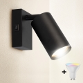 Brilagi - LED RGBW dæmpbar vægspot med afbryder SELE 1xGU10/4,8W/230V 3000K sort + fjernbetjening
