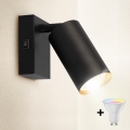 Brilagi - LED RGBW dæmpbar vægspot med afbryder SELE 1xGU10/4,8W/230V 3000K sort/guld + fjernbetjening