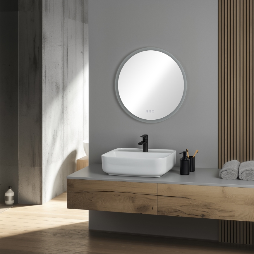 Brilagi - LED RGBW opvarmet badeværelsesspejl CLARA PRO LED/18,5W/230V Ø 60 cm IP44 CRI 90 dæmpbar + CCT