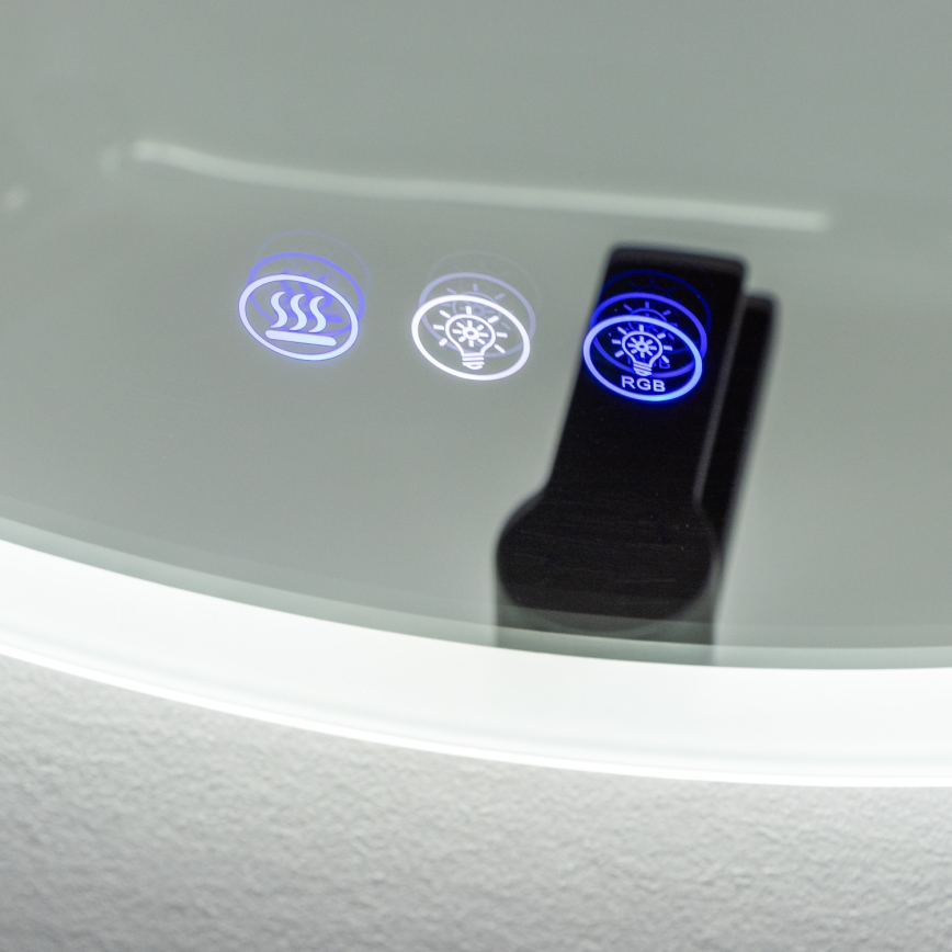 Brilagi - LED RGBW opvarmet badeværelsesspejl CLARA PRO LED/18,5W/230V Ø 60 cm IP44 CRI 90 dæmpbar + CCT