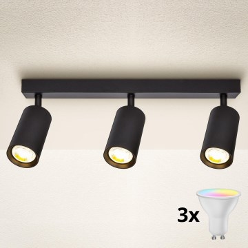 Brilagi - LED RGBW dæmpbart spot SELE 3xGU10/4,8W/230V 3000K sort + fjernbetjening