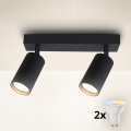 Brilagi - LED RGBW dæmpbart spot SELE MODERN 2x GU10/4,8W/230V 3000K sort + fjernbetjening