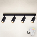 Brilagi - LED RGBW dæmpbart spotarmatur SELE MODERN 4xGU10/4,8W/230V 3000K sort + fjernbetjening