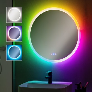 Brilagi - LED RGBW opvarmet badeværelsesspejl CLARA PRO LED/18,5W/230V Ø 60 cm IP44 CRI 90 dæmpbar + CCT