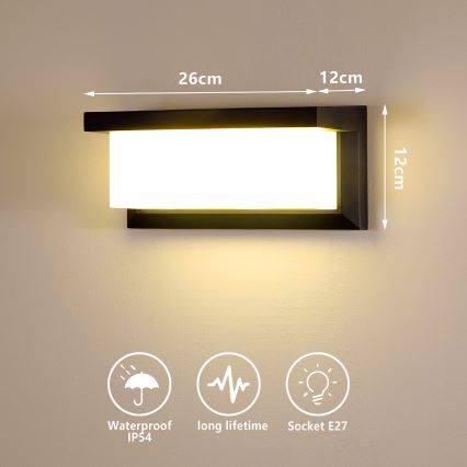 Brilagi - LED RGBW Dæmpbar udendørs væglampe BRICKY 1xE27/15W/230V 2700-6500K IP54 sort