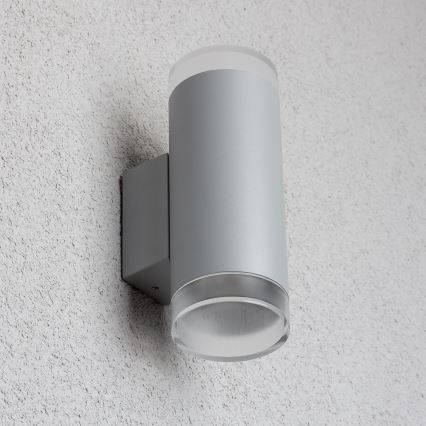 Brilagi - LED RGBW dæmpbar udendørs væglampe MATERA 2xGU10/4,8W/230V 3000K IP54 grå + fjernbetjening