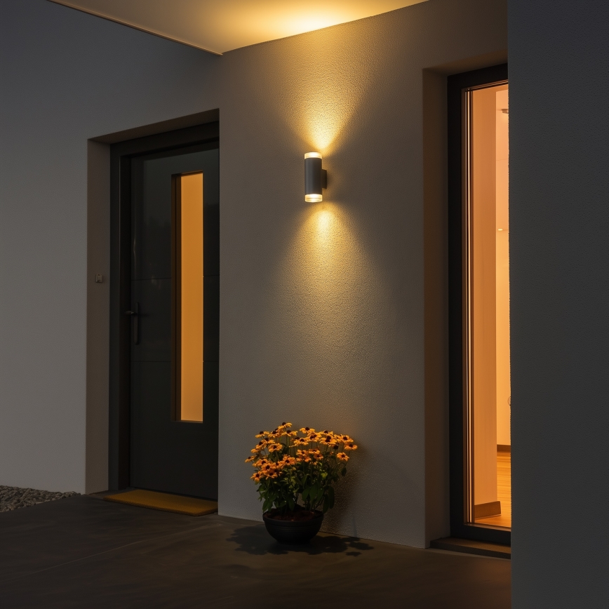 Brilagi - LED RGBW dæmpbar udendørs væglampe MATERA 2xGU10/4,8W/230V 3000K IP54 grå + fjernbetjening