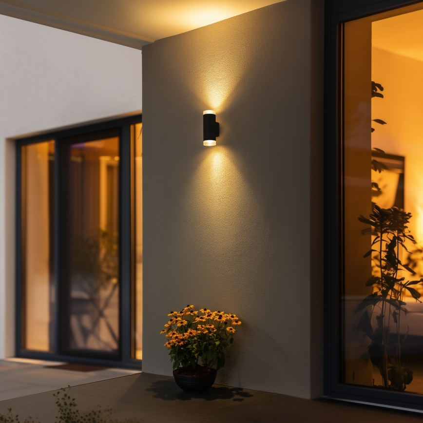 Brilagi - LED RGBW Dæmpbar udendørs væglampe MATERA 2xGU10/4,8W/230V 3000K IP54 sort + fjernbetjening