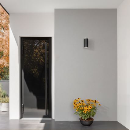 Brilagi - LED RGBW Dæmpbar udendørs væglampe MATERA 2xGU10/6W/230V 3000K IP54 sort + fjernbetjening