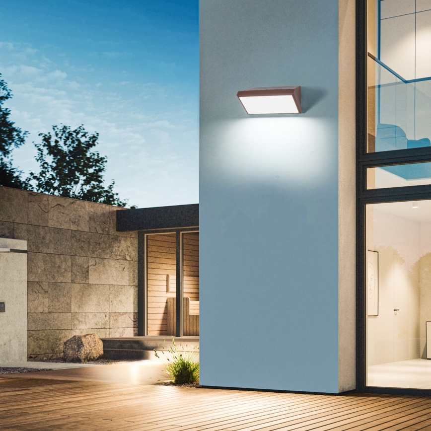 Brilagi - LED RGBW dæmpbar udendørs væglampe TRIANGLE 1xE27/9W/230V 2700-6500K IP65 brun