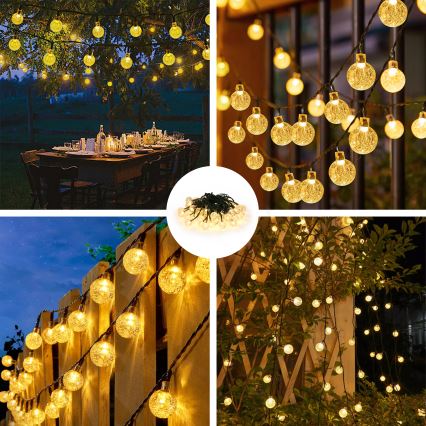 Brilagi - LED solardekorationskæde BUBBLE 50 LED / 8 funktioner 7 m IP65 varmhvid 600 mAh