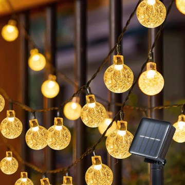 Brilagi - LED-solcelledrevet dekorationskæde BUBBLE, 100 LED / 8 funktioner, 10 m, IP65, varm hvid, 600 mAh