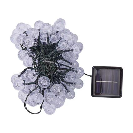 BRILAGI - LED-solcelledrevet dekorationskæde BUBBLE, 100 LED / 8 funktioner, 10 m, IP65, varm hvid, 600 mAh