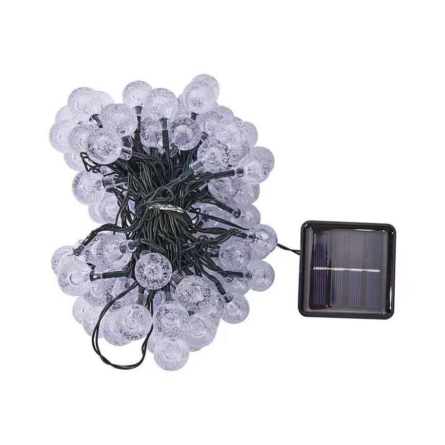 BRILAGI - LED-solcelledrevet dekorationskæde BUBBLE, 100 LED / 8 funktioner, 10 m, IP65, varm hvid, 600 mAh