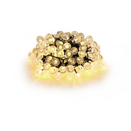 BRILAGI - LED-solcelledrevet dekorationskæde BUBBLE, 100 LED / 8 funktioner, 10 m, IP65, varm hvid, 600 mAh
