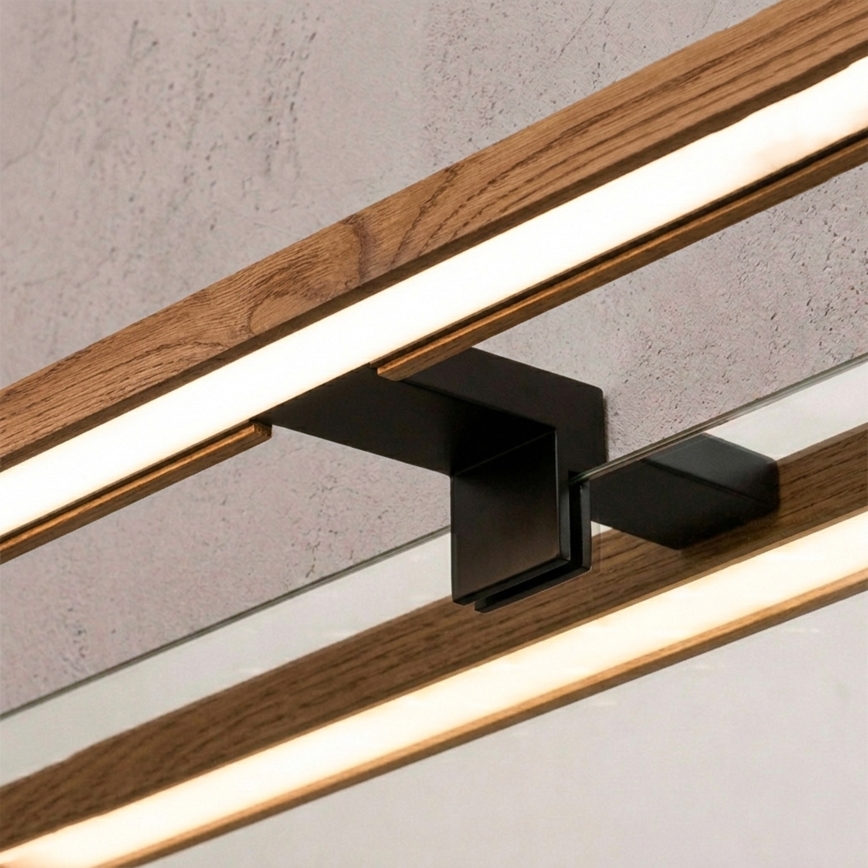 Brilagi - LED-belysning til badeværelsesspejl 3 i 1 WOODY MIRROR LED/8W/230V 40 cm IP44 sort/eg