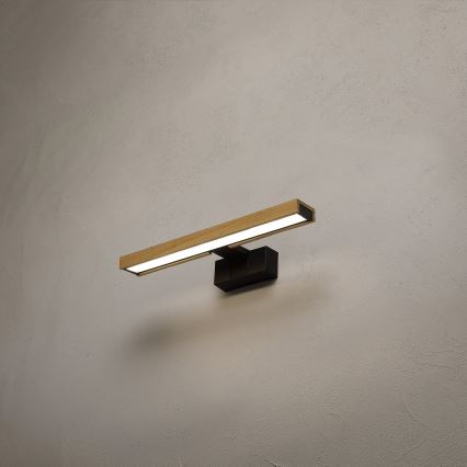 Brilagi - LED-spejlbelysning til badeværelset 3-i-1 WOODY MIRROR LED/8W/230V IP44 sort/egetræ