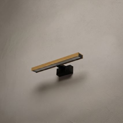 Brilagi - LED-spejlbelysning til badeværelset 3-i-1 WOODY MIRROR LED/8W/230V IP44 sort/egetræ