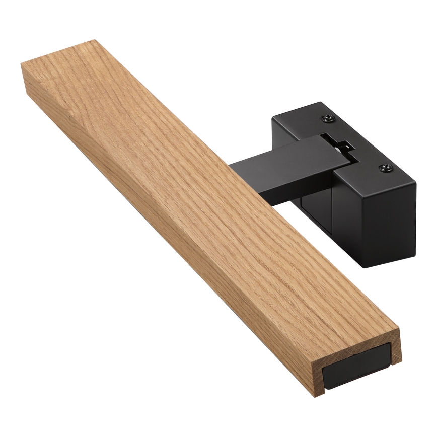 Brilagi - LED-spejlbelysning til badeværelset 3-i-1 WOODY MIRROR LED/8W/230V IP44 sort/egetræ