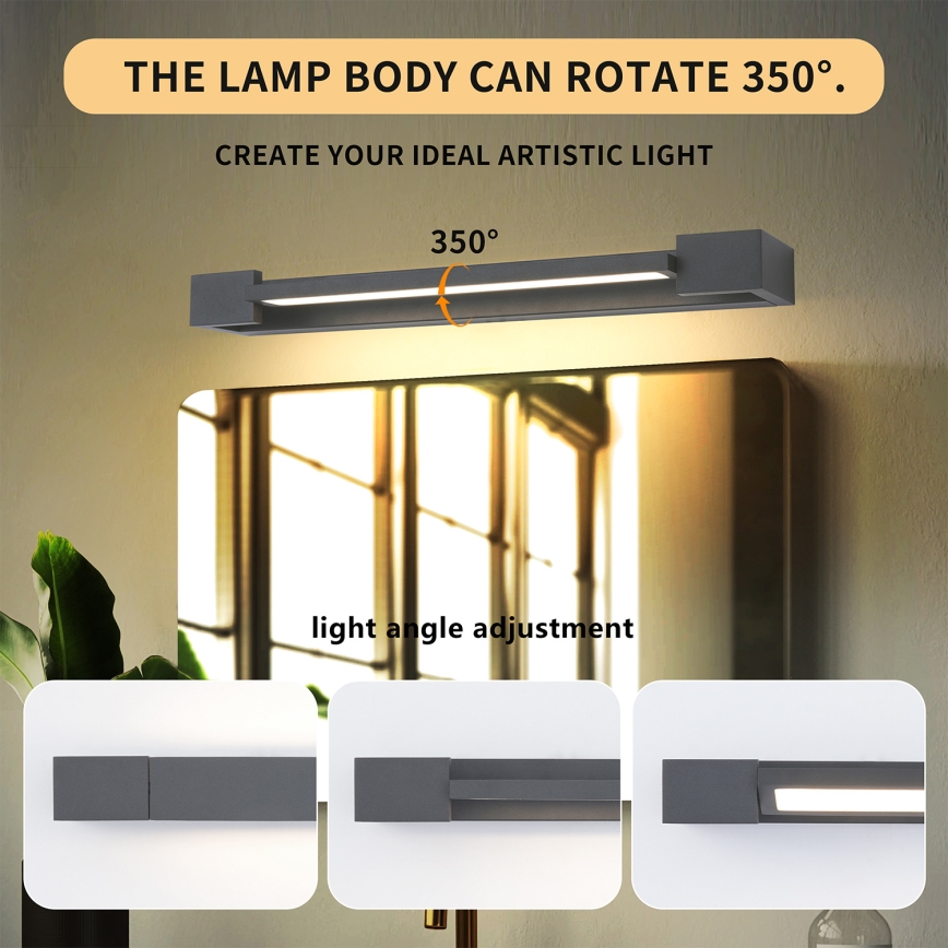 Brilagi - LED-spejlbelysning til badeværelset AQUA LINE LED/12W/230V 45 cm IP44 antracit CRI 90