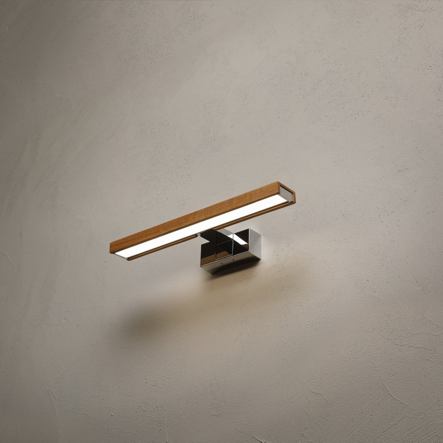 Brilagi - LED-spejlbelysning til badeværelset WOODY MIRROR 3 i 1 LED/8W/230V 40 cm IP44 blank krom/eg