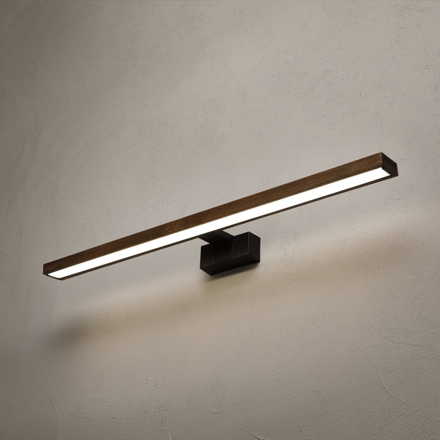 Brilagi - LED-spejlbelysning til badeværelset WOODY MIRROR 3-i-1 LED/15W/230V 80 cm IP44 sort/eg-valnød