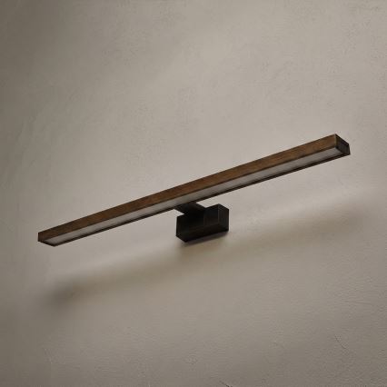 Brilagi - LED-spejlbelysning til badeværelset WOODY MIRROR 3-i-1 LED/15W/230V 80 cm IP44 sort/eg-valnød