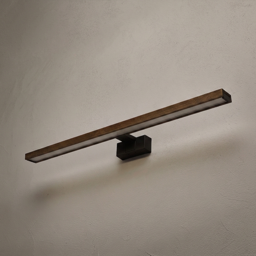 Brilagi - LED-spejlbelysning til badeværelset WOODY MIRROR 3-i-1 LED/15W/230V 80 cm IP44 sort/eg-valnød