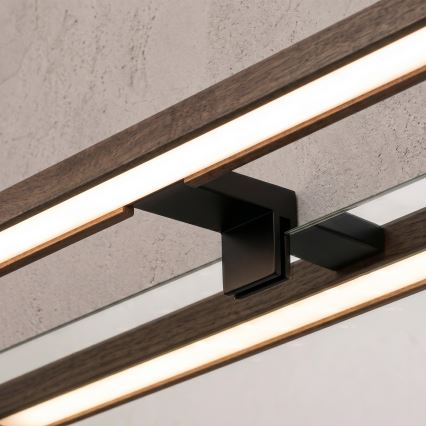 Brilagi - LED-spejlbelysning til badeværelset WOODY MIRROR 3-i-1 LED/15W/230V 80 cm IP44 sort/eg-valnød